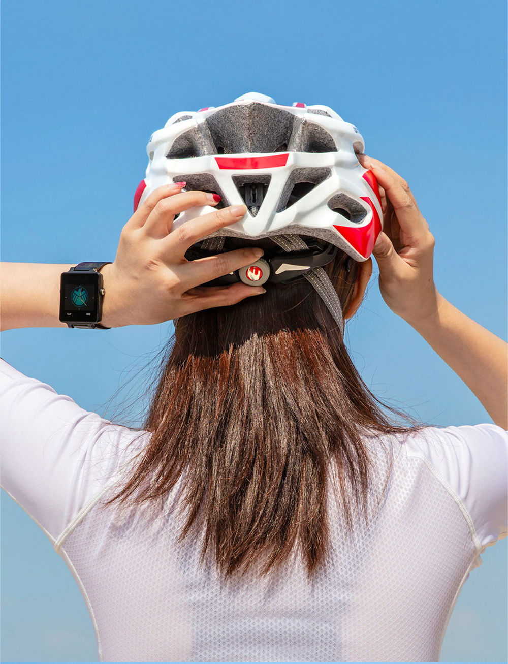 Xiaomi Mijia Qicycle KEVLAR Sports Helmet One-piece Lightweight Design - White + Red