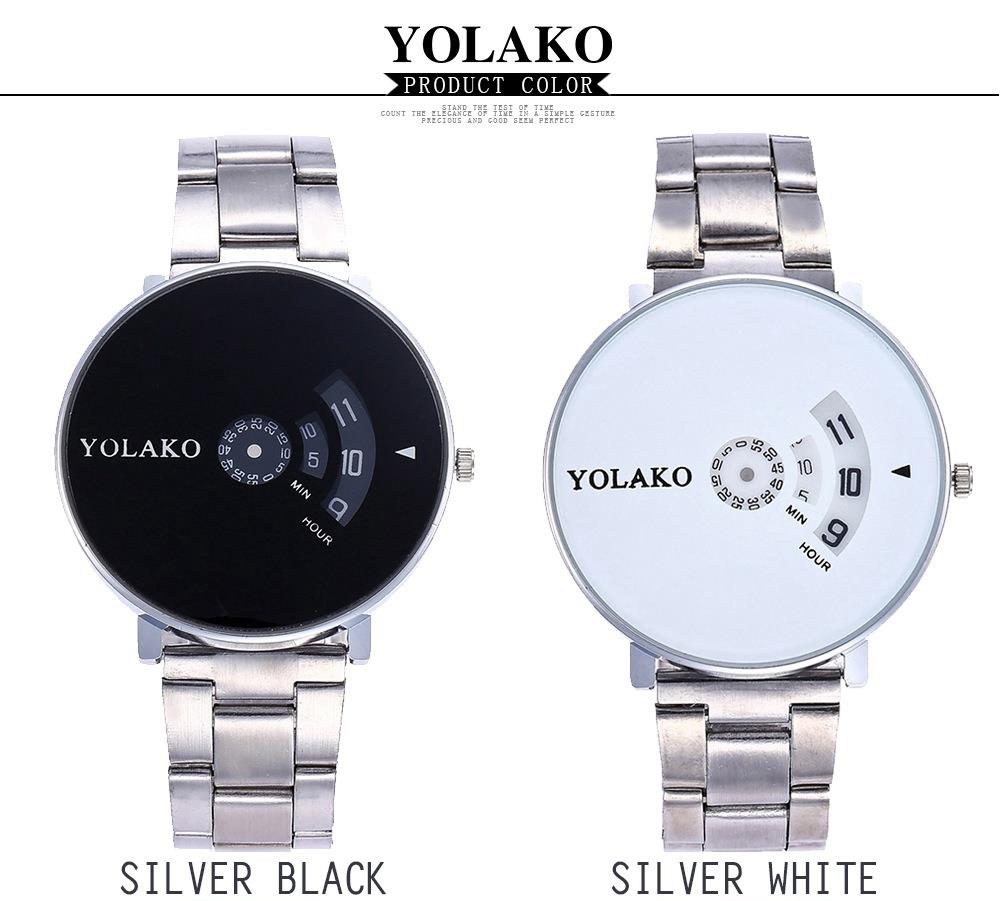 YOLAKO YK29 Men Casual Quartz Watch Stainless Steel Strap - Silver+White