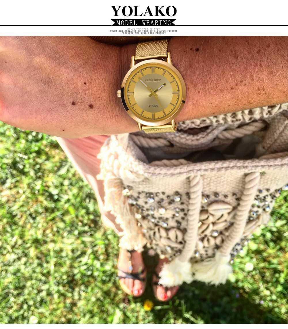 YOLAKO Women Quartz Watch Plastic Strap Fashion Casual Watches - Gold