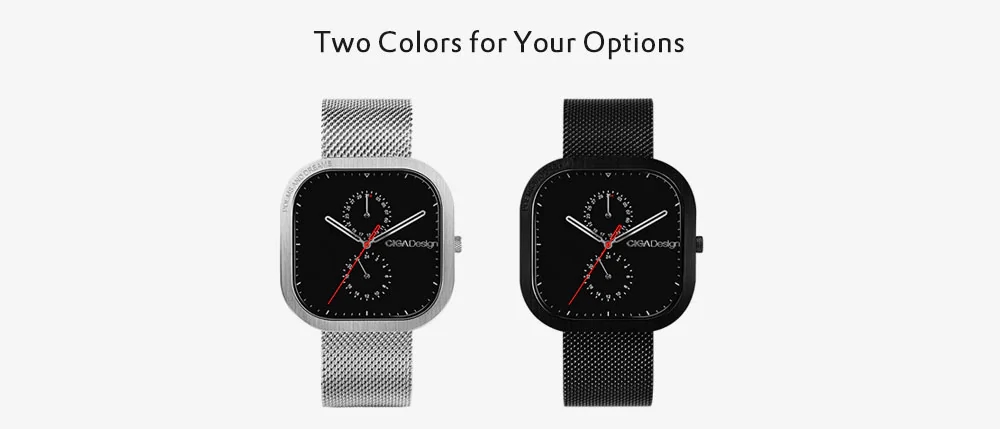 Xiaomi CIGA Design Men Simple Quartz Watch Square Case Stainless Steel Strap - Silver