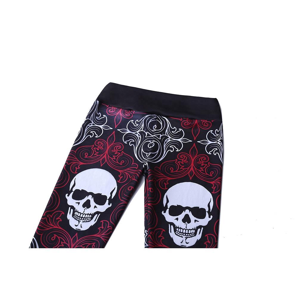 CK2241 Women Skeleton Pattern Yoga Pants High-waist Leggings Size S - Fuchsia