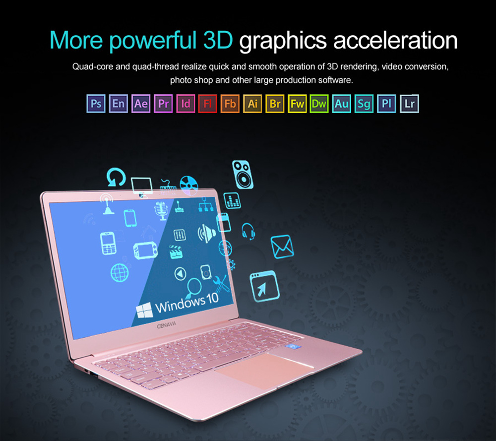 CENAVA P14 Laptop Intel celeron J3455 Quad Core 14" IPS Screen 1920*1080 Windows 10 6GB RAM 240GB SSD - Silver