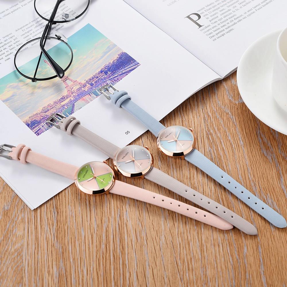 YOLAKO YK35 Women Quartz Watch PU Leather Strap Fashion Casual Watches - Light Blue