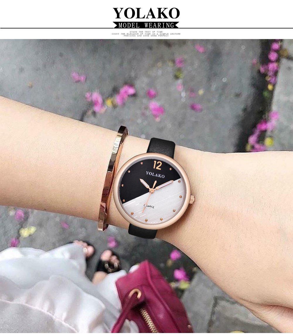 YOLAKO YK60 Women Fashion Quartz Watch PU Leather Strap - Brown