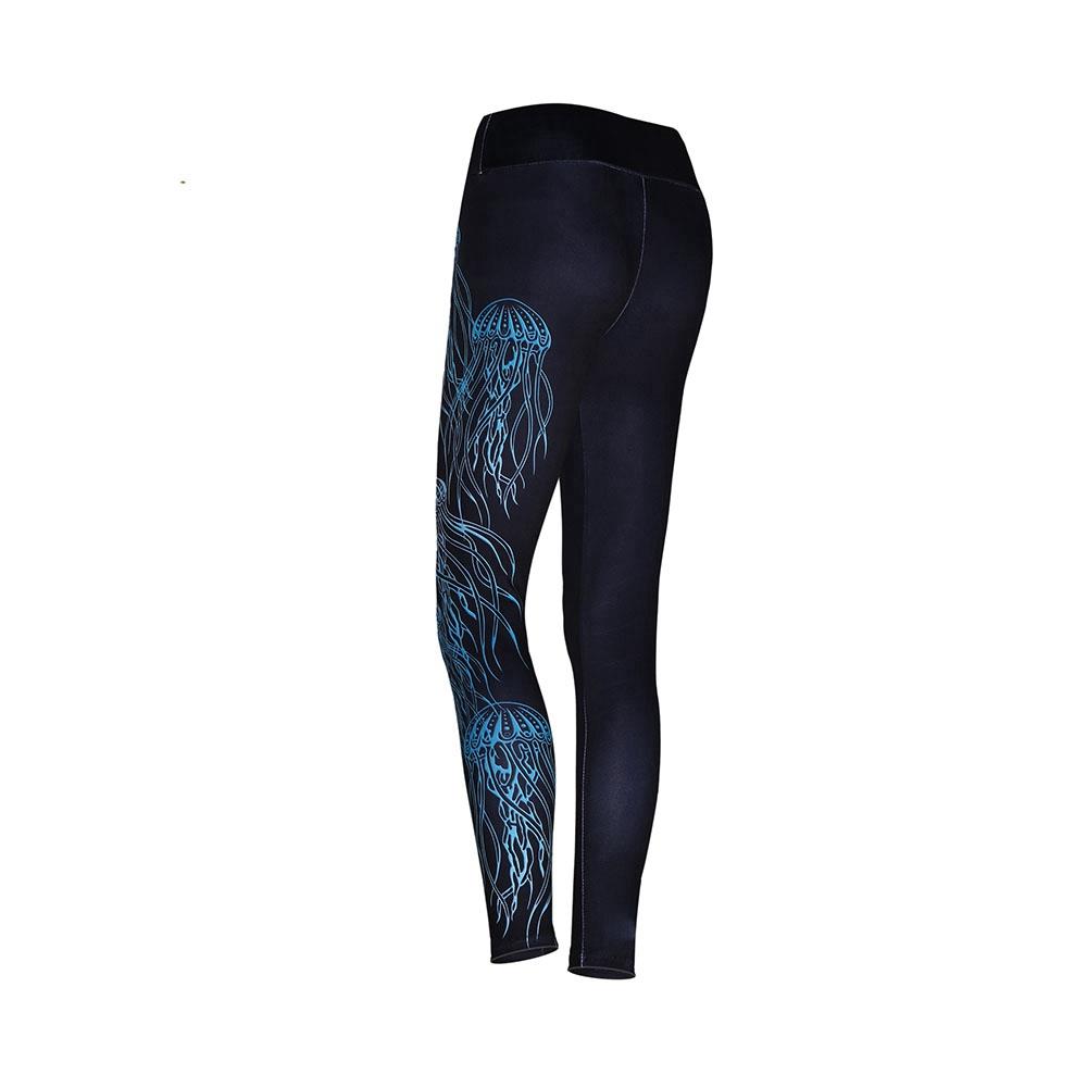CK2236 Women Jellyfish Pattern Yoga Pants High-waist Leggings Size S - Black