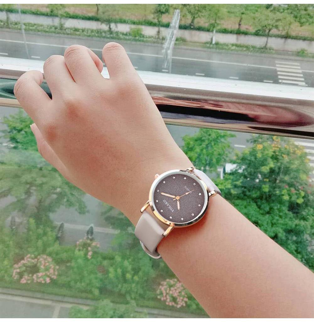 YOLAKO YK32 Women Casual Quartz Watch PU Leather Strap - White