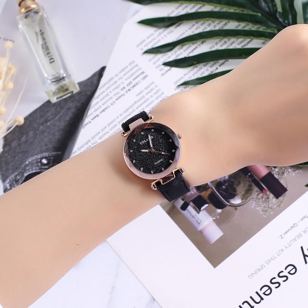 YOLAKO YL02 Women Casual Quartz Watch PU Leather Strap - Black