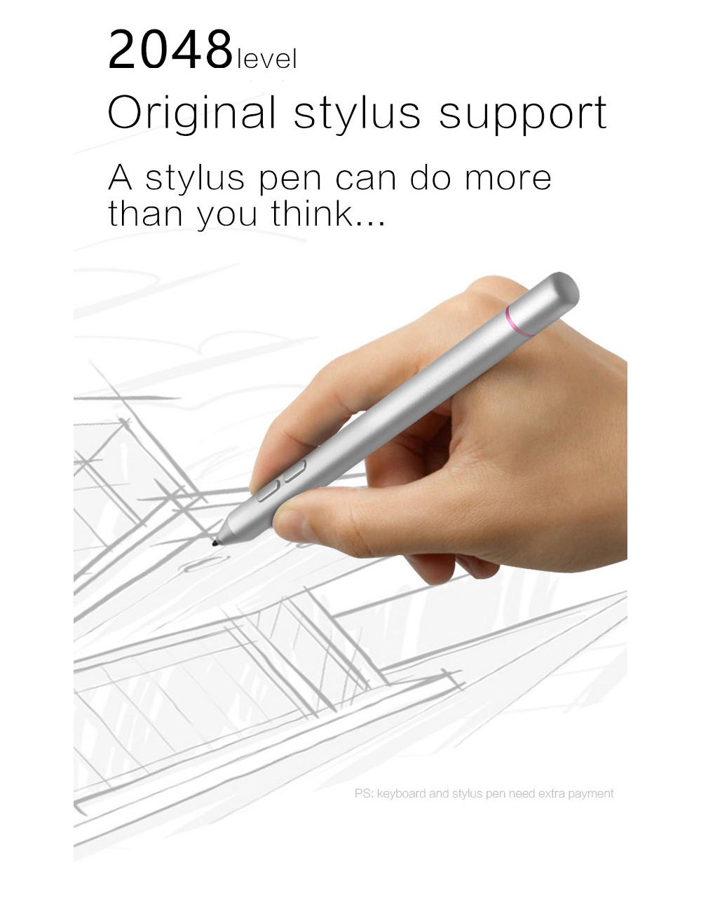 VOYO i8 Max 4G 10.1 Inch Tablet PC (Silver) + Original Bluetooth Keyboard (Black) + Original Stylus Pen (Silver)