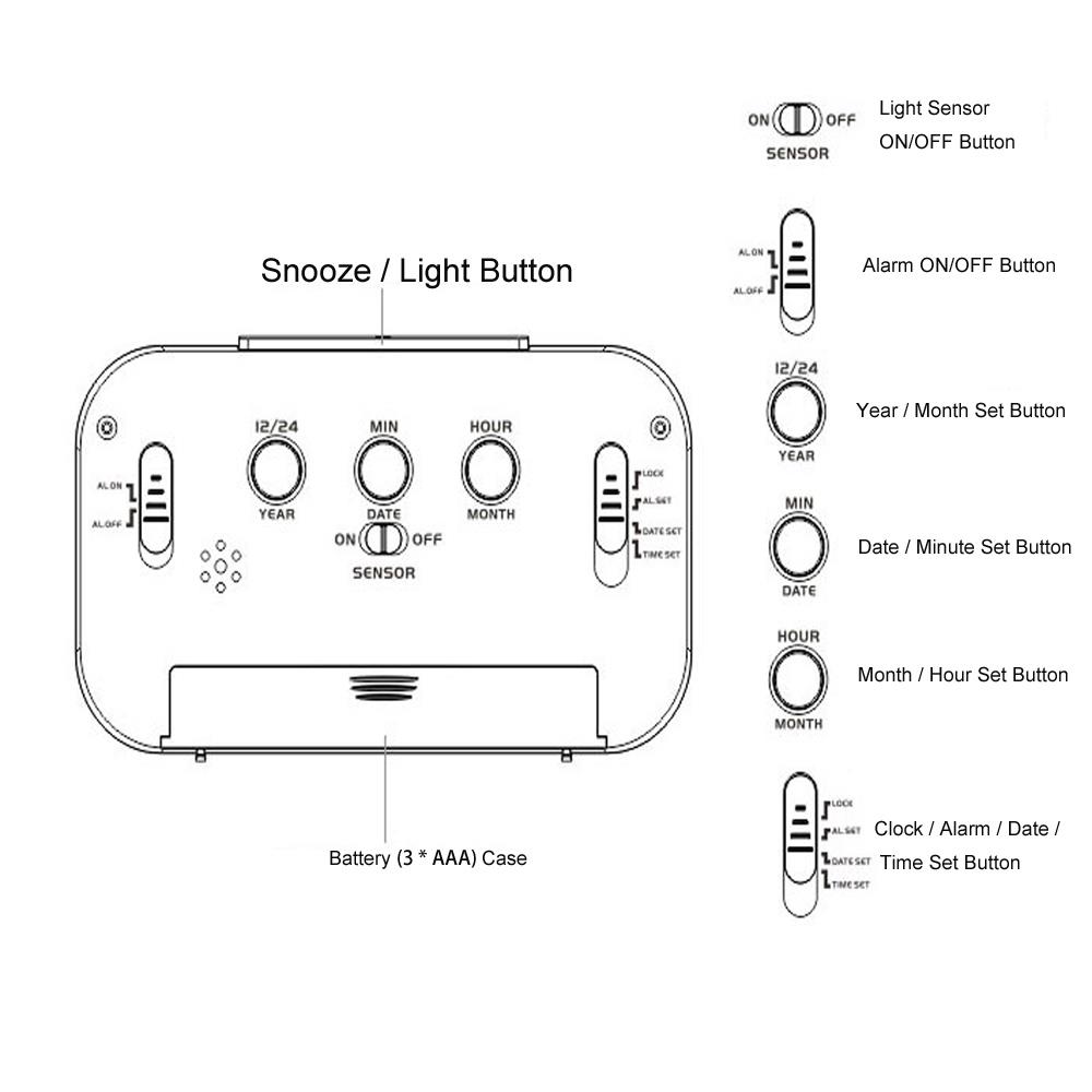 LED Electronic Photosensitive Clock With Night Light Temperature Display - Pink