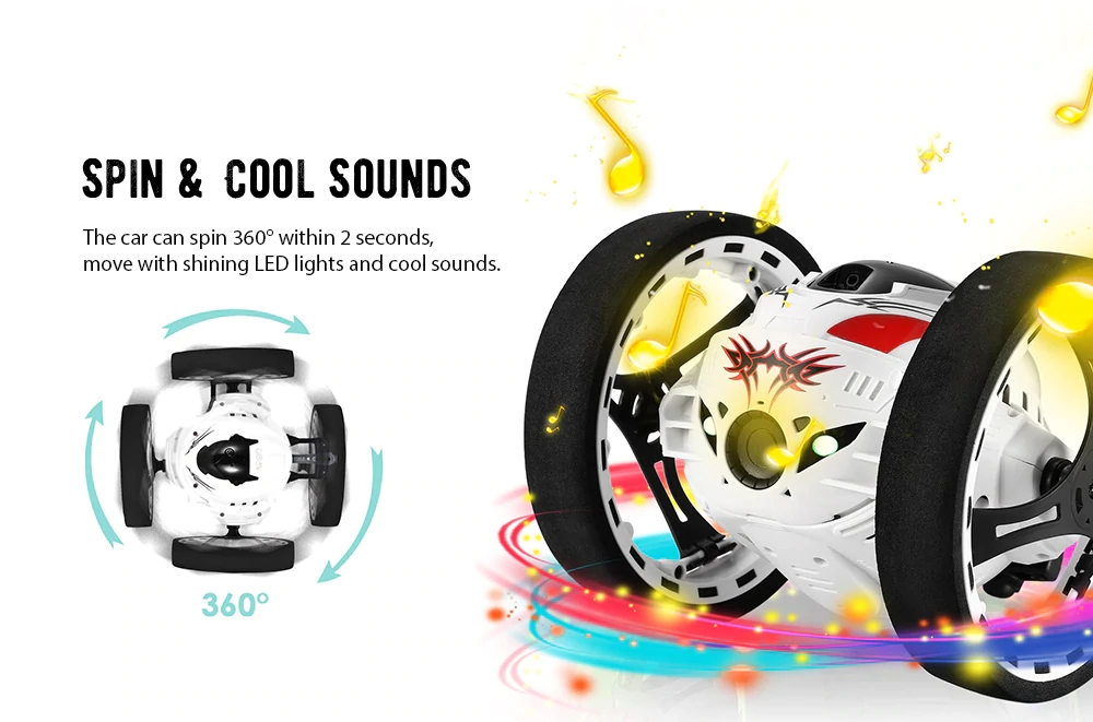 PEG-88 Jumping SUMO 2.4G Wireless Degree Rotation Smart Bounce RC Car RTR - White