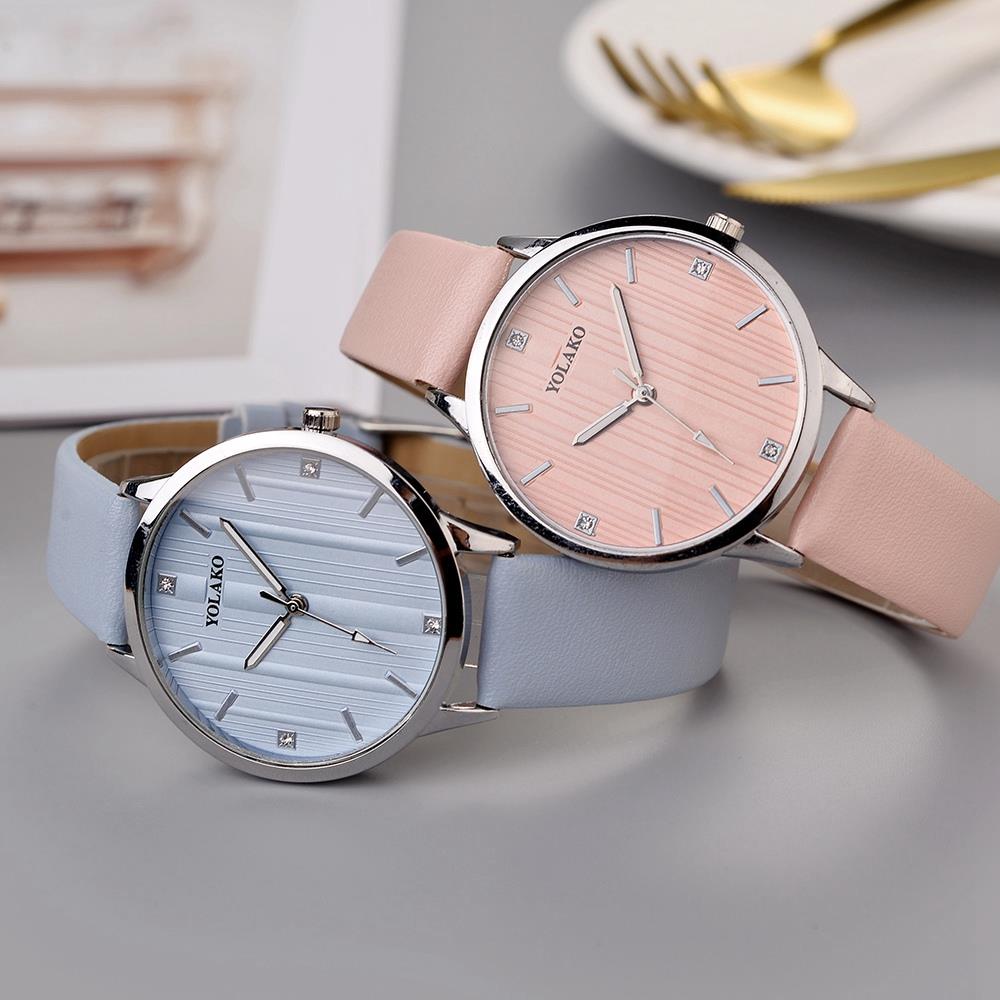 YOLAKO YK38 Women Quartz Watch PU Leather Strap Fashion Casual Watches - Black