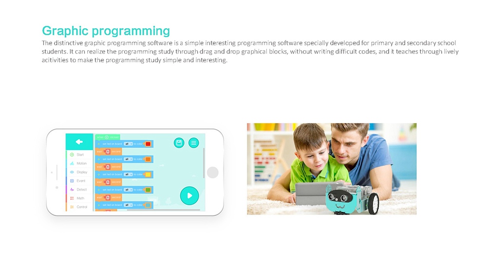 Robo3 Mio STEAM Obstacle Avoidance Tracking Mode RC Robot Bluetooth Remote Control Graphic Programming