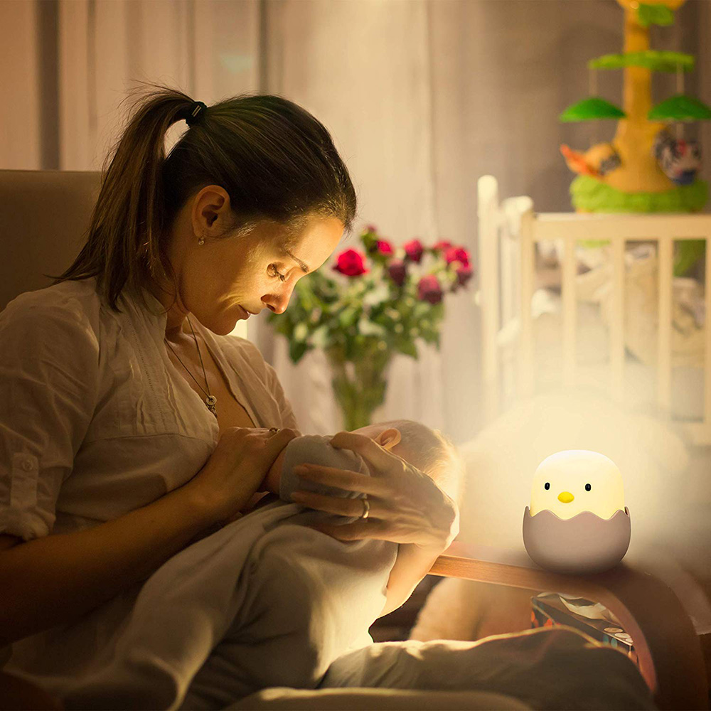 LED Night Light Eggshell Design Baby Night Lamp Dimmer Tumbler Bedside Lamp Feeding Lamp - Warm Light