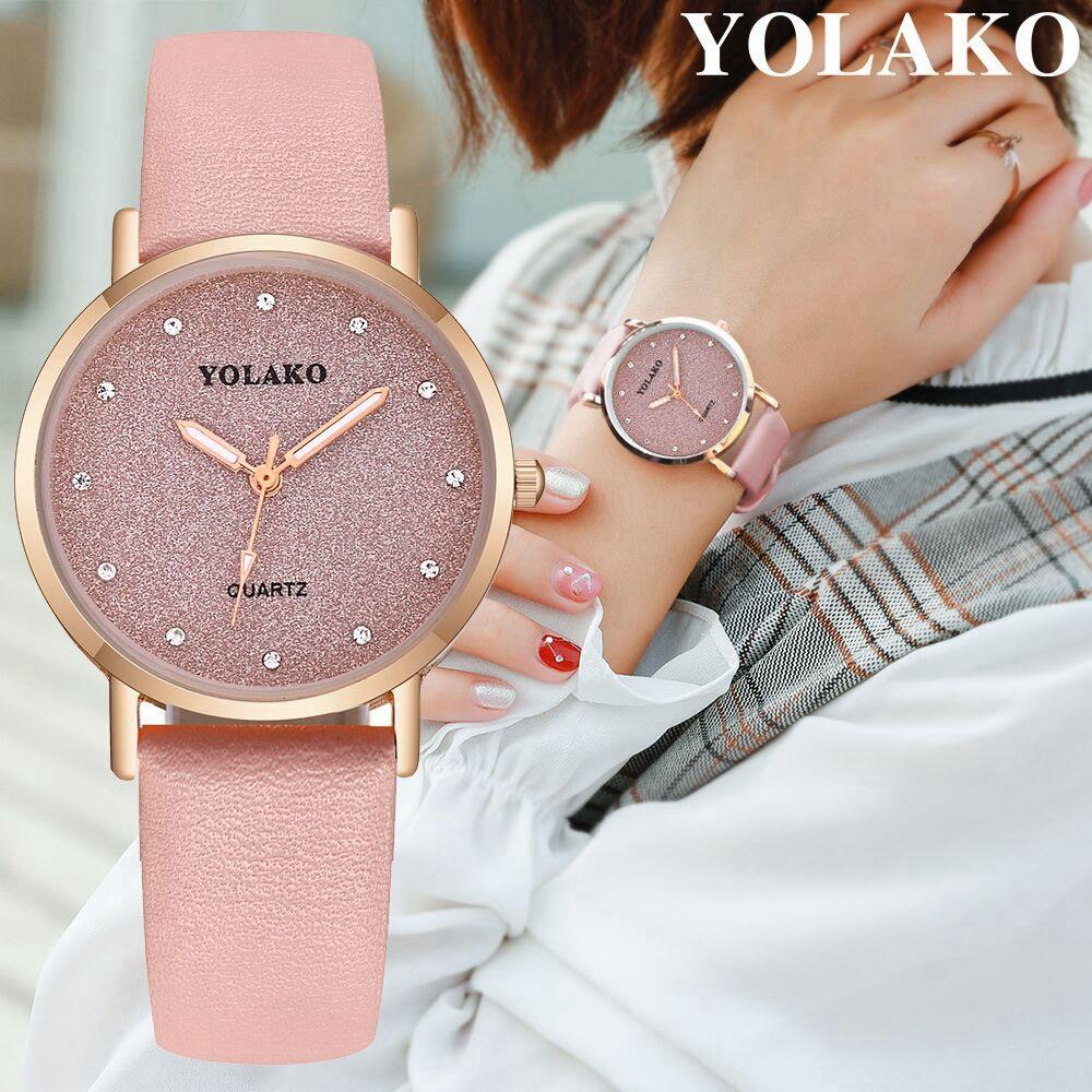 YOLAKO YK32 Women Casual Quartz Watch PU Leather Strap - White