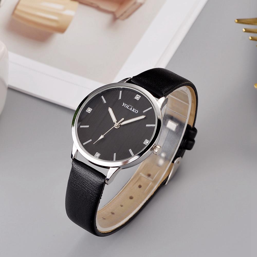 YOLAKO YK38 Women Quartz Watch PU Leather Strap Fashion Casual Watches - Black