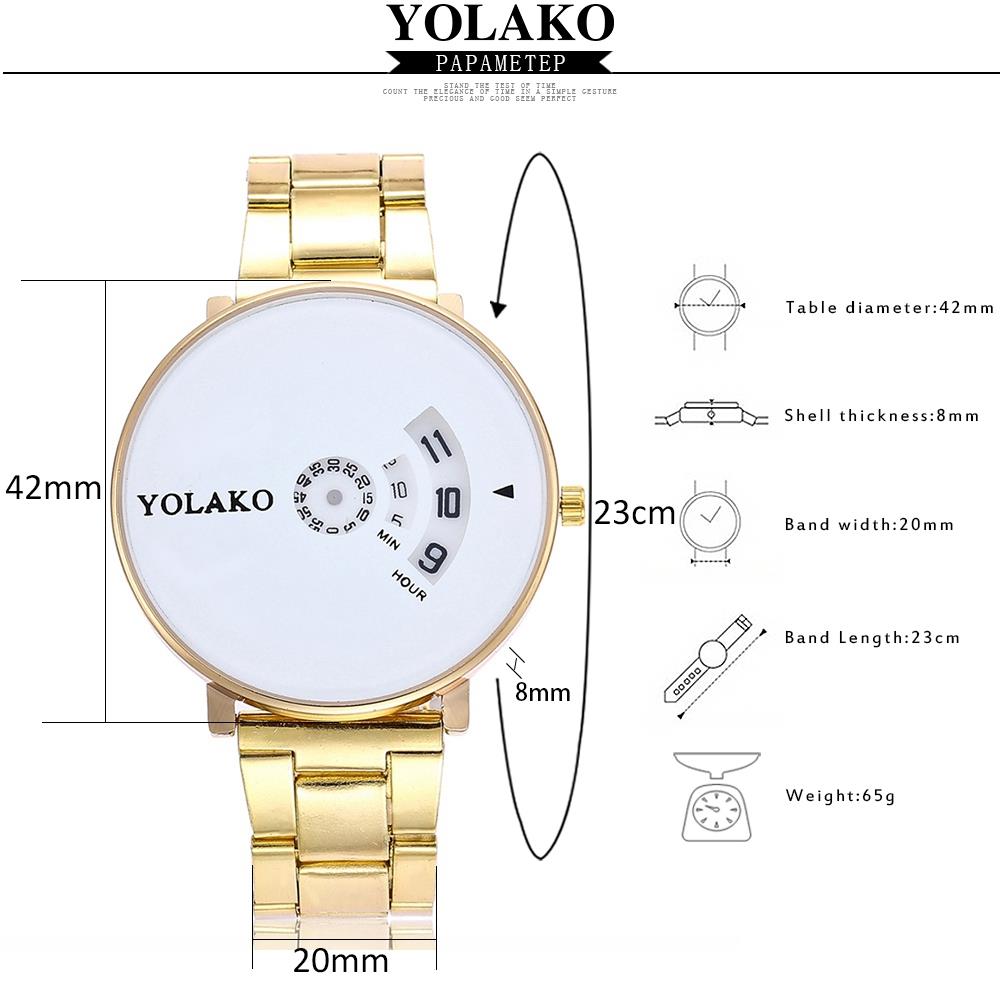 YOLAKO YK29 Men Casual Quartz Watch Stainless Steel Strap - Silver+White