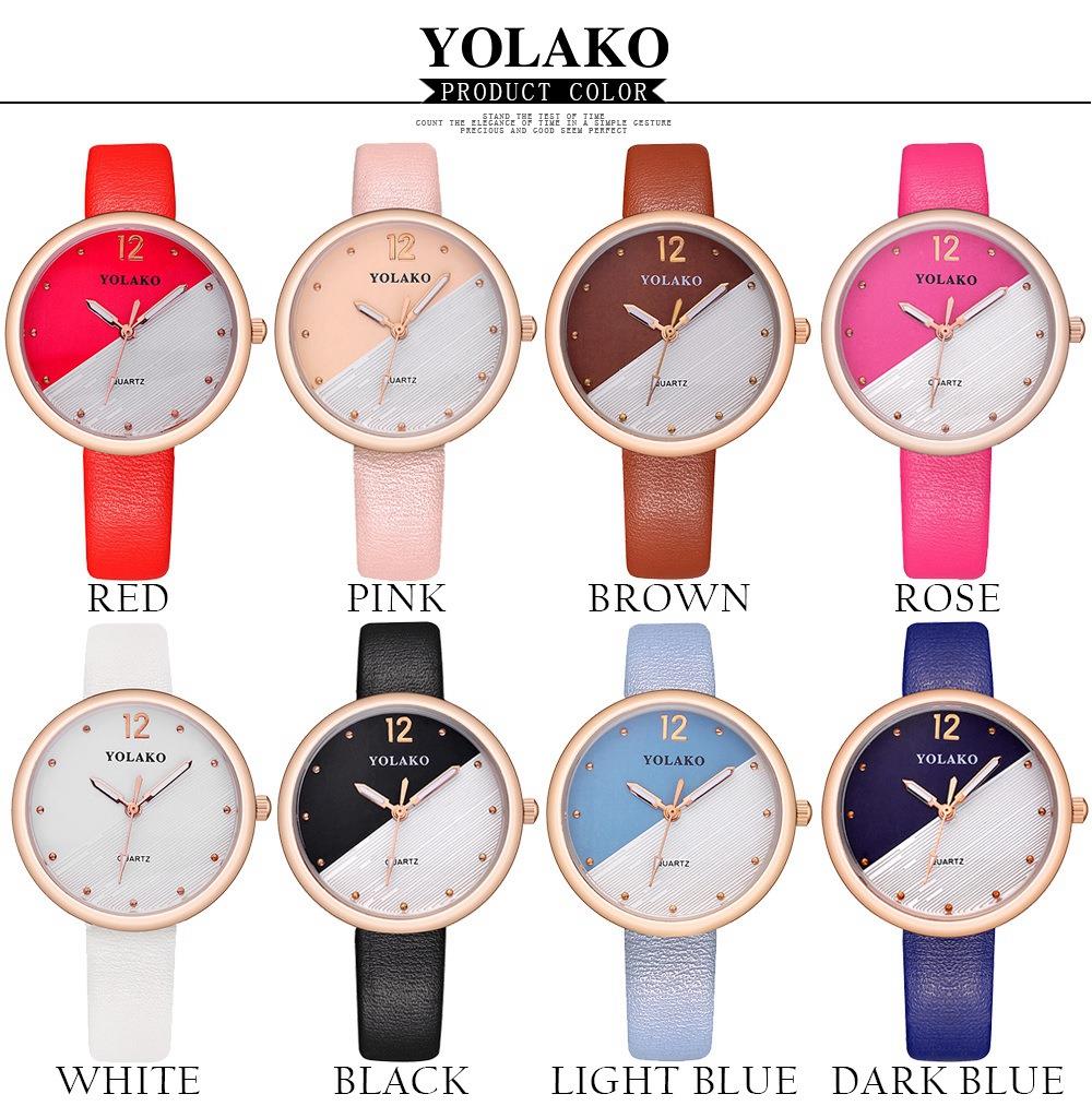 YOLAKO YK60 Women Fashion Quartz Watch PU Leather Strap - Brown