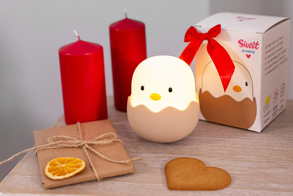 LED Night Light Eggshell Design Baby Night Lamp Dimmer Tumbler Bedside Lamp Feeding Lamp - Warm Light