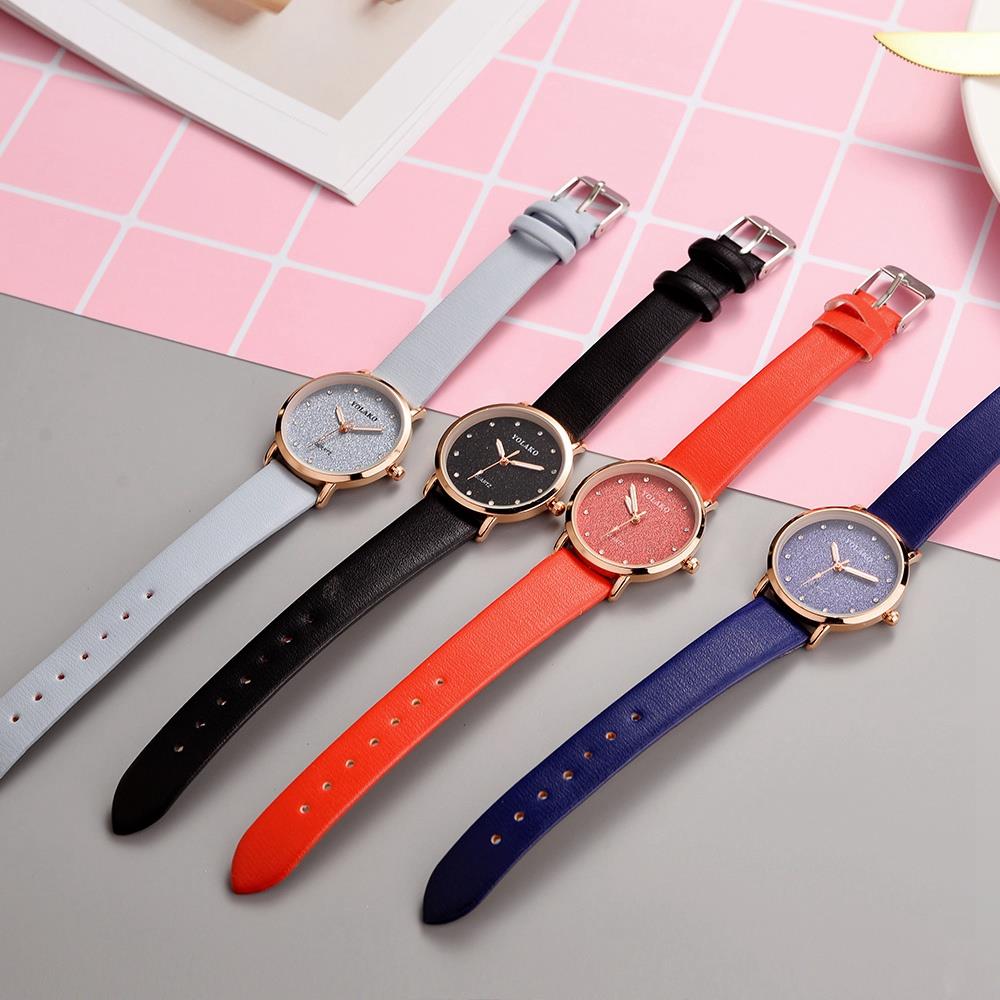 YOLAKO YK32 Women Casual Quartz Watch PU Leather Strap - White