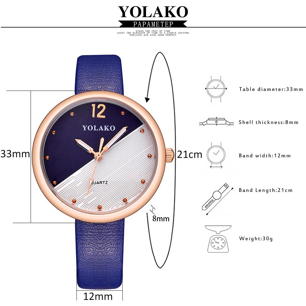 YOLAKO YK60 Women Fashion Quartz Watch PU Leather Strap - Brown
