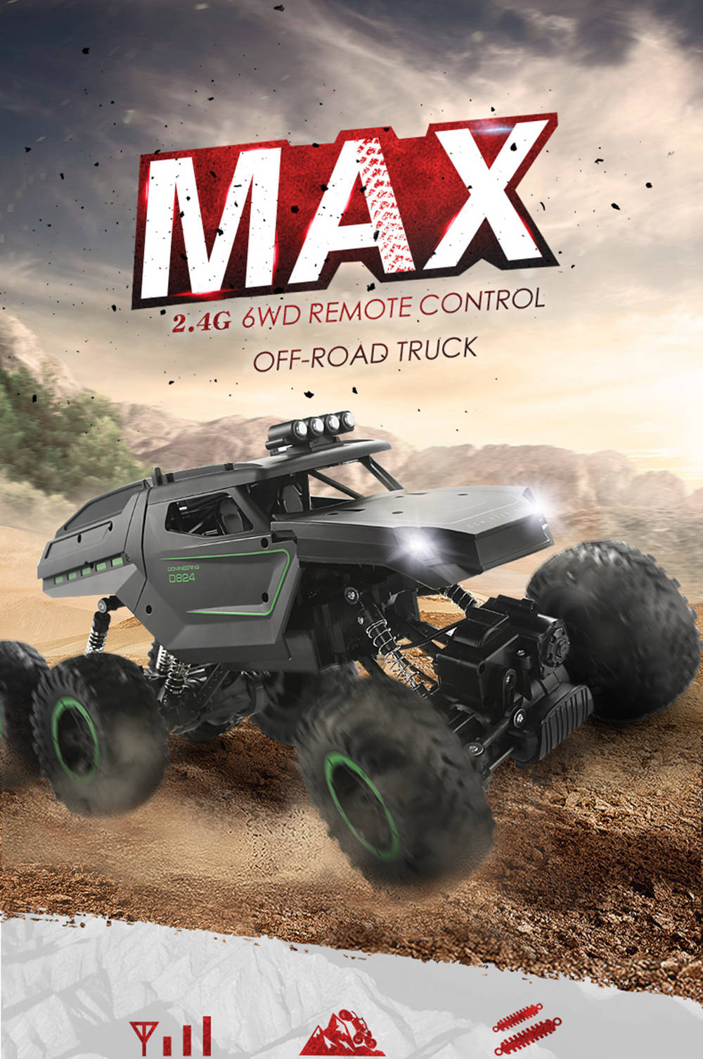 JJRC Q51 MAX 2.4G 1:12 6WD Off-road RC Car Climbing Truck RTR - E Version