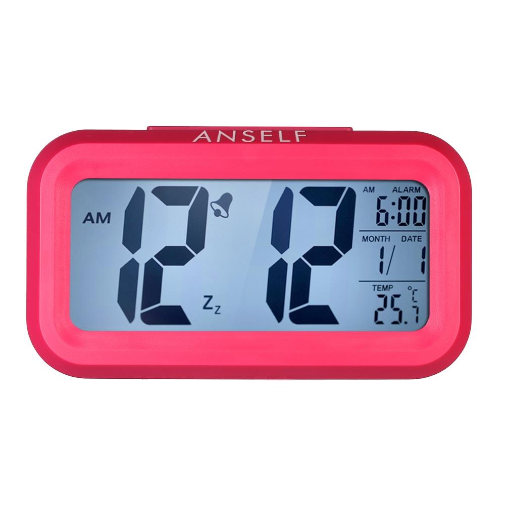 LED Electronic Photosensitive Clock With Night Light Temperature Display - Pink