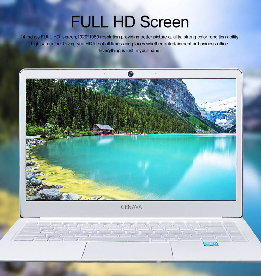 CENAVA P14 Laptop Intel celeron J3455 Quad Core 14" IPS Screen 1920*1080 Windows 10 6GB RAM 120GB SSD - Rose Gold