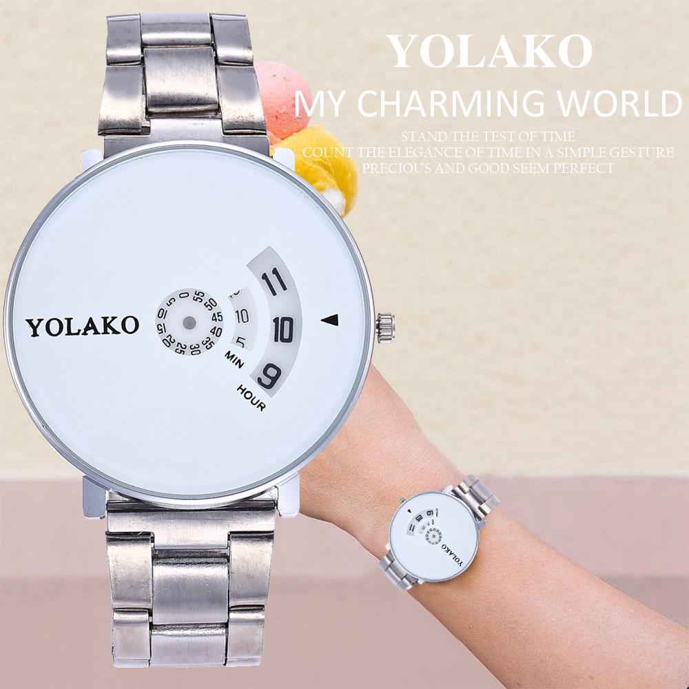 YOLAKO YK29 Men Casual Quartz Watch Stainless Steel Strap - Silver+White