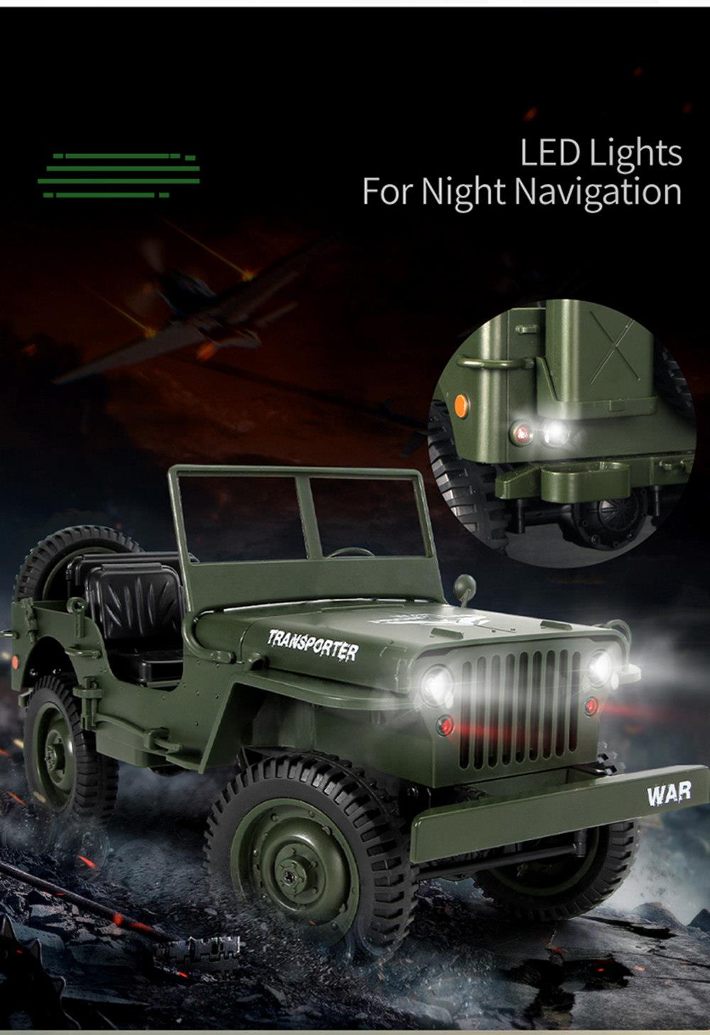 JJRC Q65 Transporter-6 2.4G 1:10 4WD Convertible Jeep Off-road RC Car Military Truck with Car Cloak RTR - Army Green