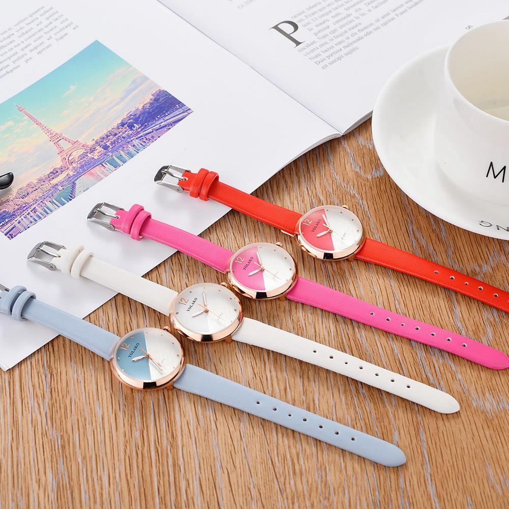 YOLAKO YK60 Women Fashion Quartz Watch PU Leather Strap - Brown