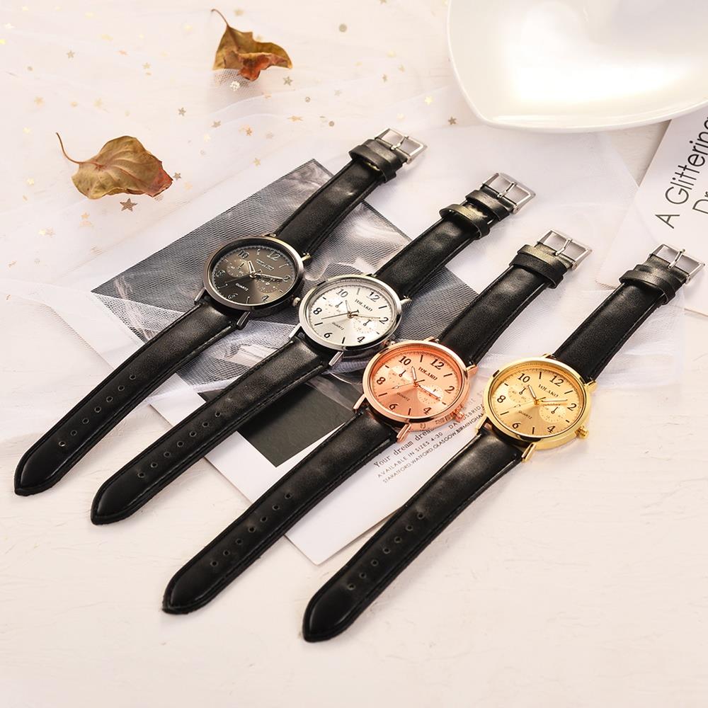 YOLAKO YK117 Casual Quartz Watch PU Leather Strap - Rose Gold + Coffee