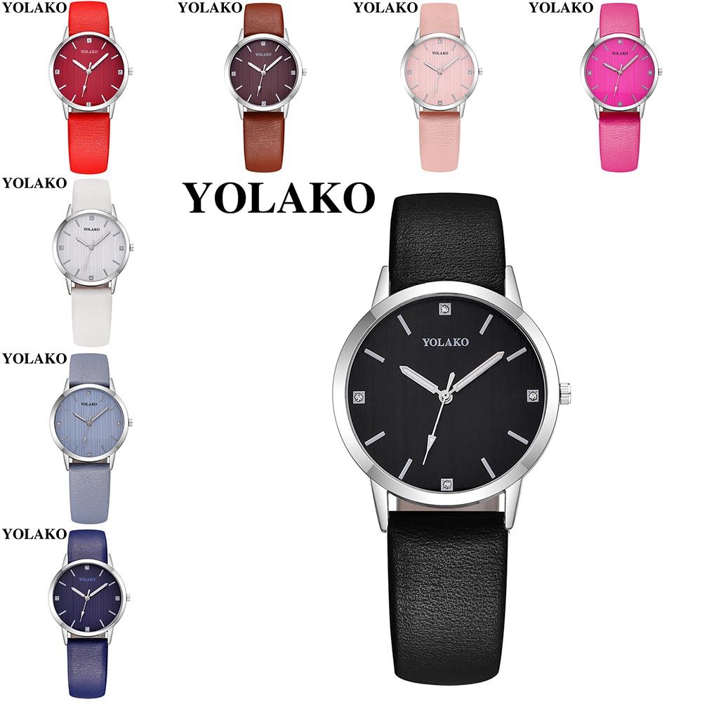 YOLAKO YK38 Women Quartz Watch PU Leather Strap Fashion Casual Watches - Black