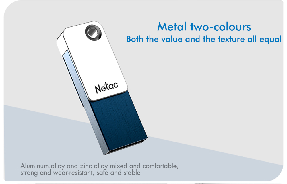 Netac U329 16GB USB Flash Drive Zinc Alloy - Silver + Blue