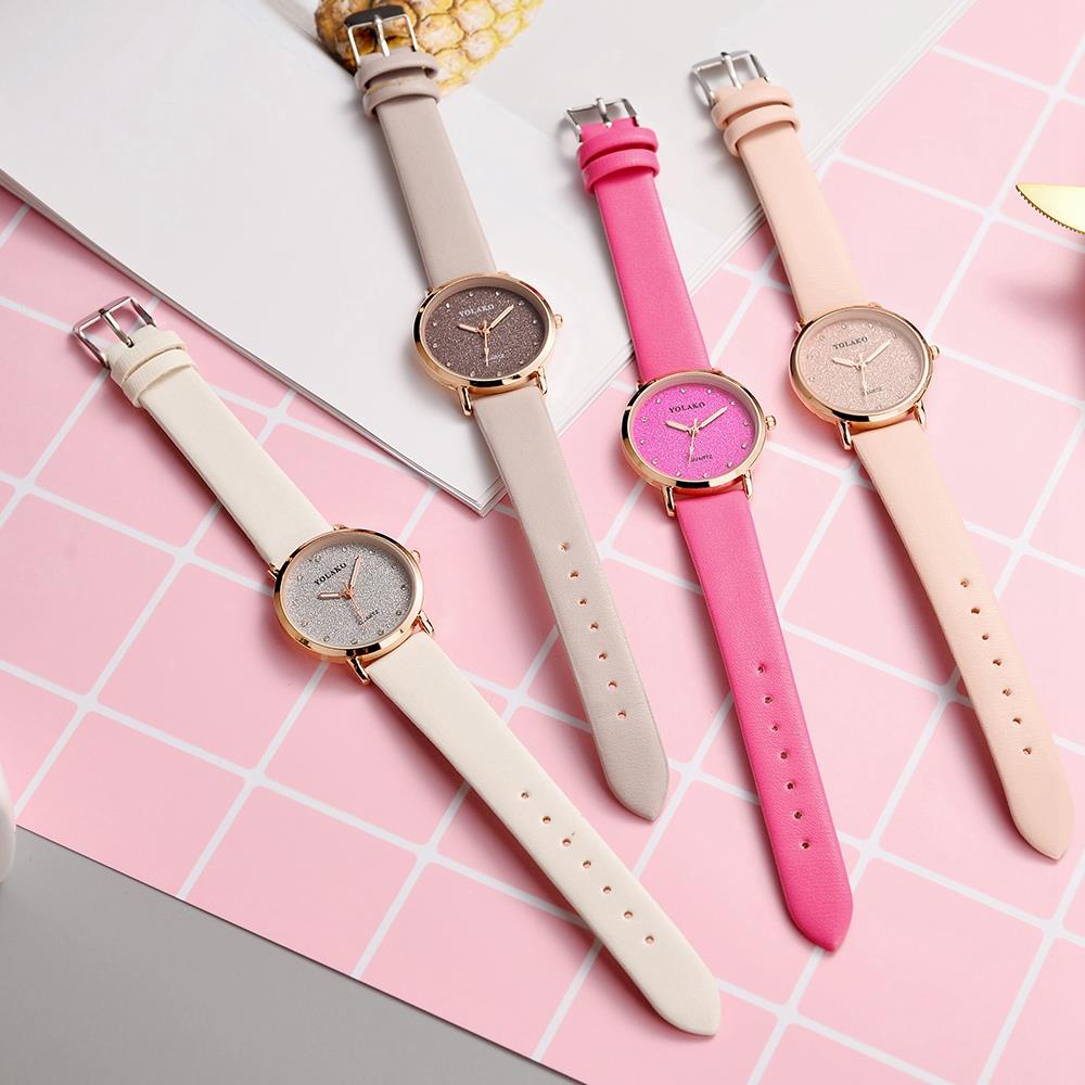 YOLAKO YK32 Women Casual Quartz Watch PU Leather Strap - White