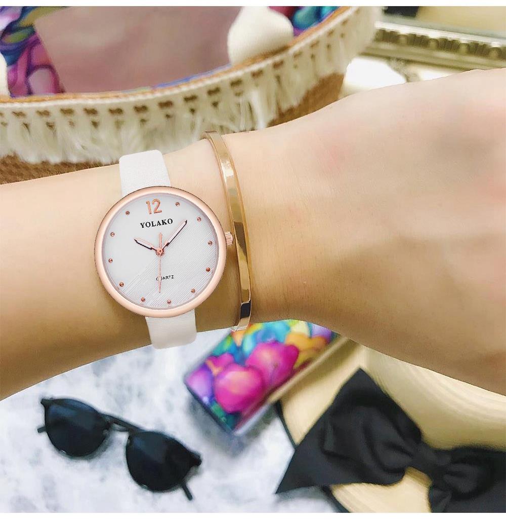 YOLAKO YK60 Women Fashion Quartz Watch PU Leather Strap - Brown