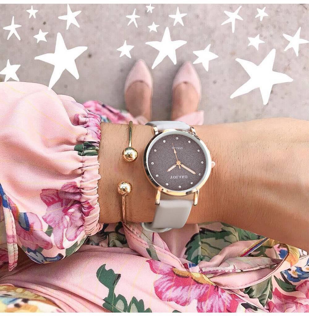 YOLAKO YK32 Women Casual Quartz Watch PU Leather Strap - White