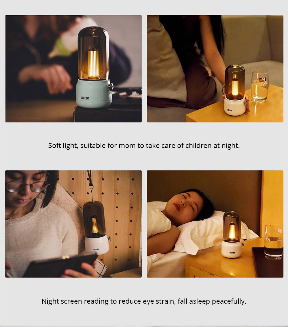 Xiaomi Lofree Candly Light USB Charging Dual Lighting Modes 1800K LED Bedside Lamp - Red