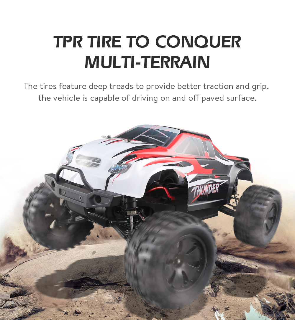 JJRC Q48 THUNDER 2.4G 1:10 4WD Waterproof Brushless 70km/h Off-road RC Car Monster Truck RTR - Red