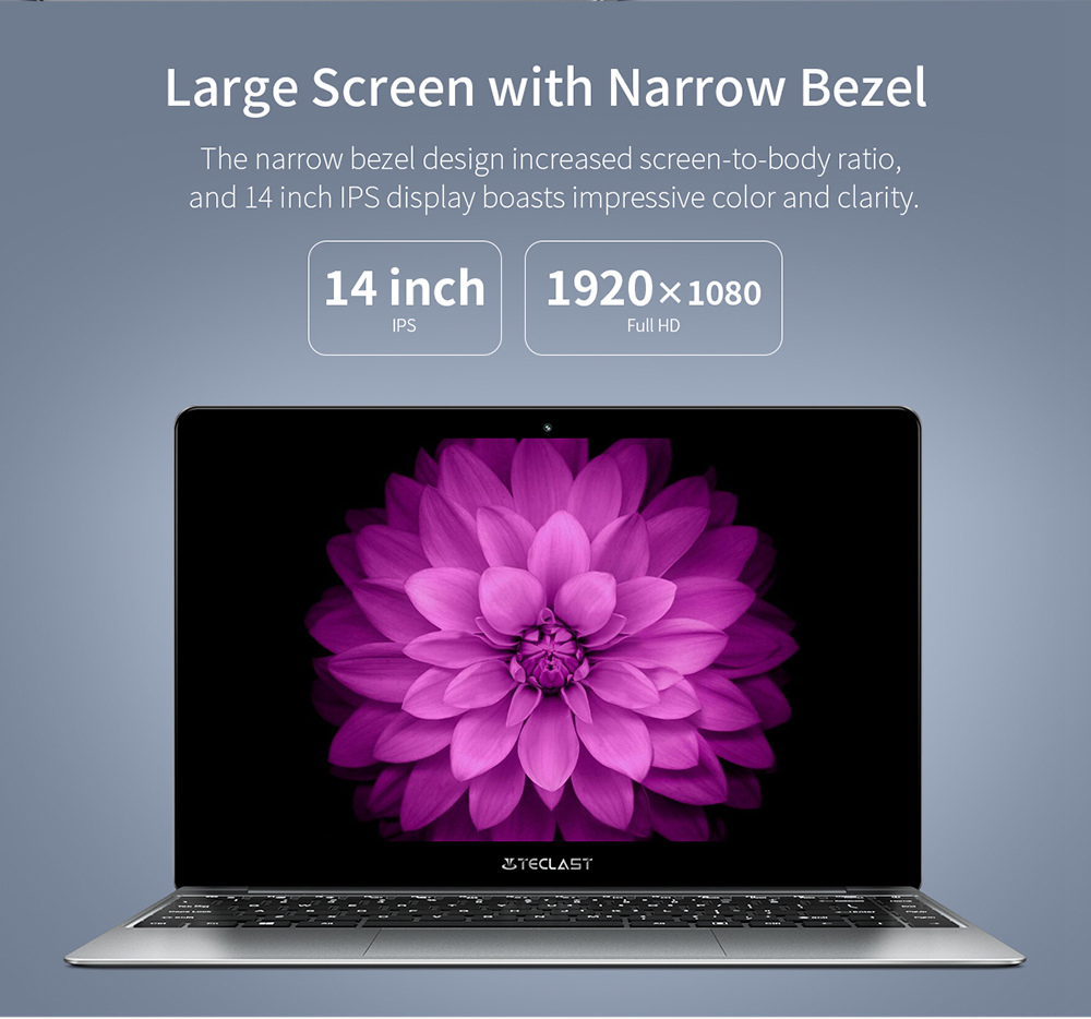 Teclast F7 Plus Laptop Intel Celeron N4100 Quad Core 14 Inch 1920*1080 IPS Screen 8GB RAM 128GB SSD Windows 10 - Silver