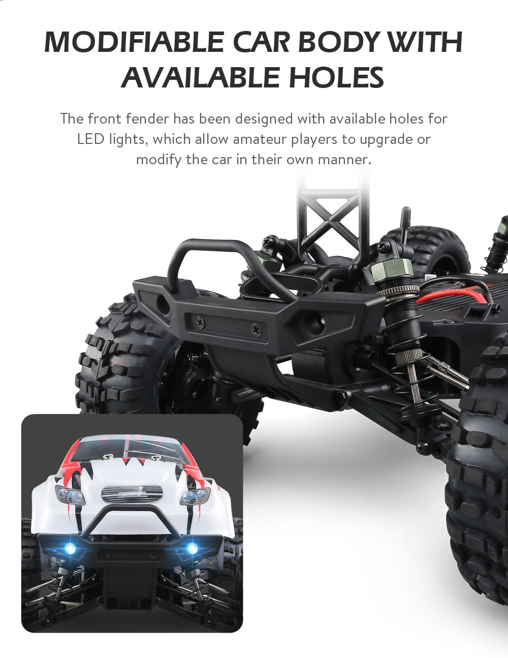JJRC Q48 THUNDER 2.4G 1:10 4WD Waterproof Brushless 70km/h Off-road RC Car Monster Truck RTR - Red