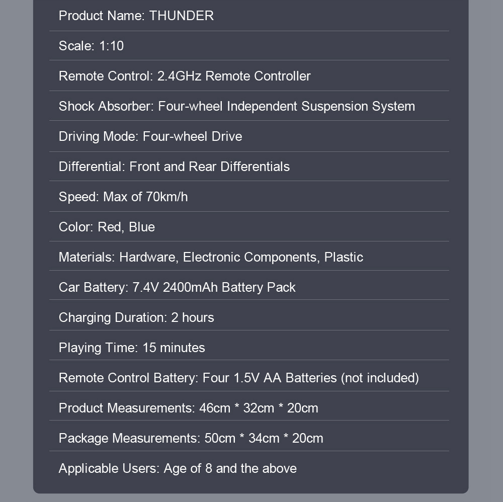 JJRC Q48 THUNDER 2.4G 1:10 4WD Waterproof Brushless 70km/h Off-road RC Car Monster Truck RTR - Blue