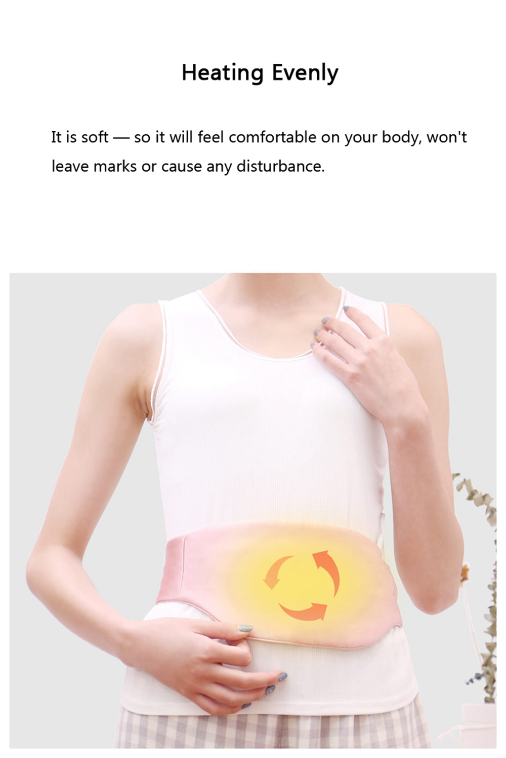 Xiaomi PMA Heating Waist Belt 100% Real Silk Graphene Therapy Ultralight Body Heater Massager - Pink