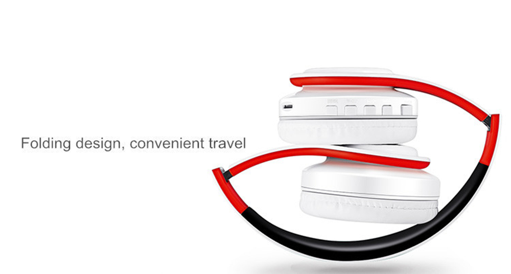 M3 Foldable Wireless Bluetooth Headphones Stereo Sound Support TF Card FM - Red + White