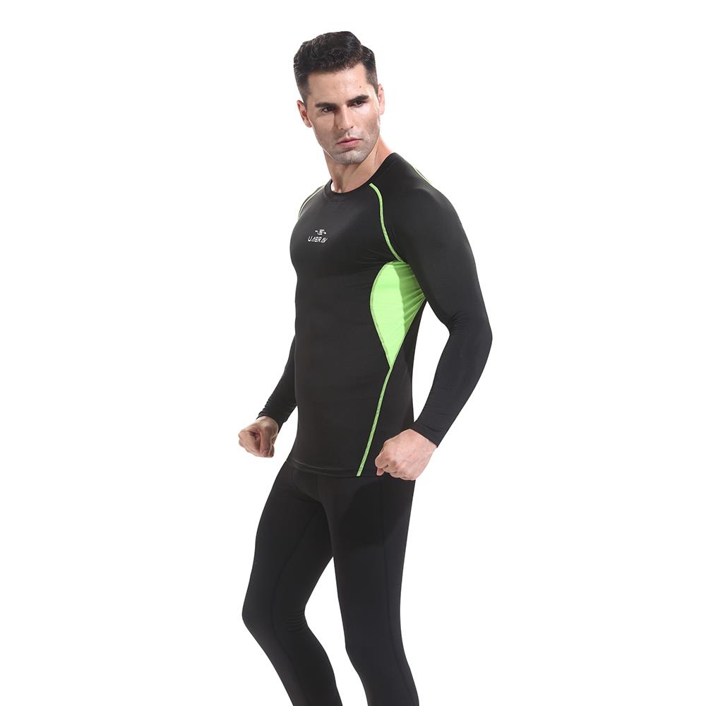 XD16 Men Fitness Sport Tight Long Sleeve T-shirt Size M - Green