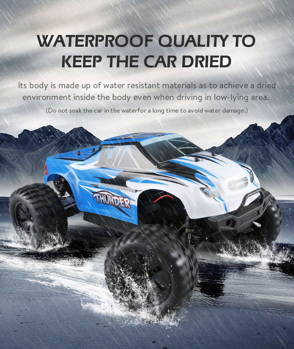 JJRC Q48 THUNDER 2.4G 1:10 4WD Waterproof Brushless 70km/h Off-road RC Car Monster Truck RTR - Red