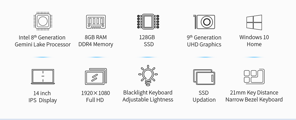 Teclast F7 Plus Laptop Intel Celeron N4100 Quad Core 14 Inch 1920*1080 IPS Screen 8GB RAM 128GB SSD Windows 10 - Silver