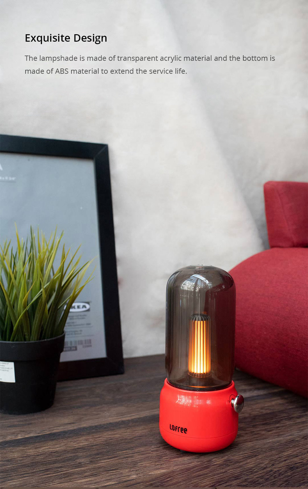 Xiaomi Lofree Candly Light USB Charging Dual Lighting Modes 1800K LED Bedside Lamp - White