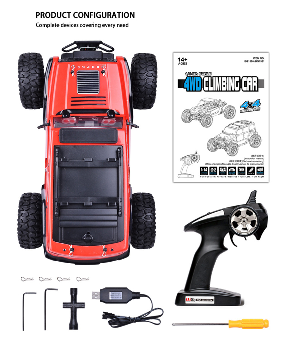 SUBOTECH BG1521 Golory 2.4G 1:14 4WD Brushed Off-road RC Car RTR - Gray