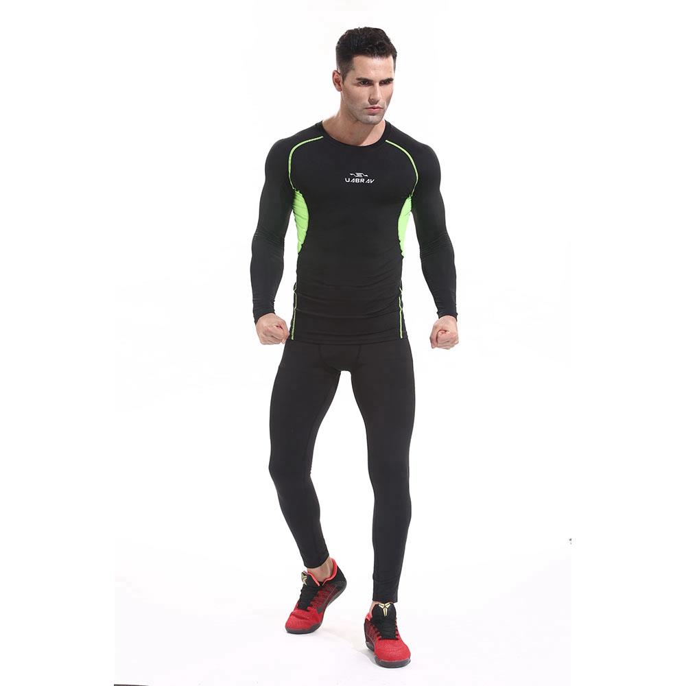 XD16 Men Fitness Sport Tight Long Sleeve T-shirt Size L - Green