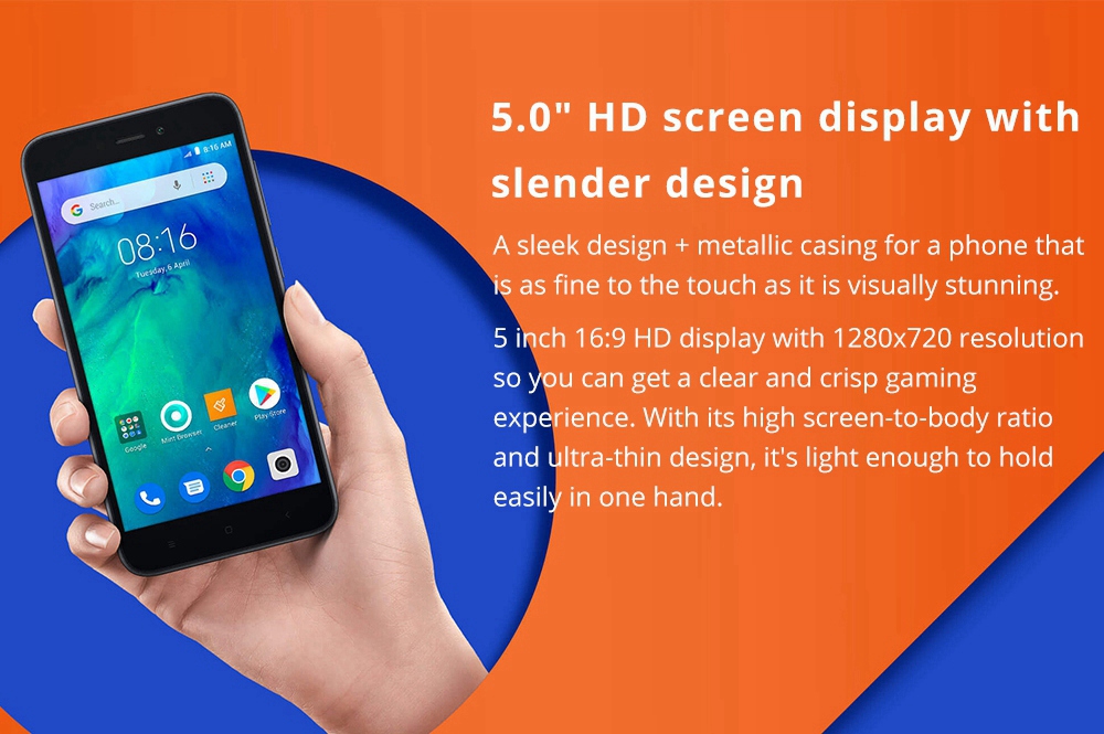 Xiaomi Redmi Go 5.0 inch 4G LTE Smartphone Snapdragon 425 1GB 8GB 8.0MP Rear+5.0MP Front Camera Android Special-edition System Global Version - Black